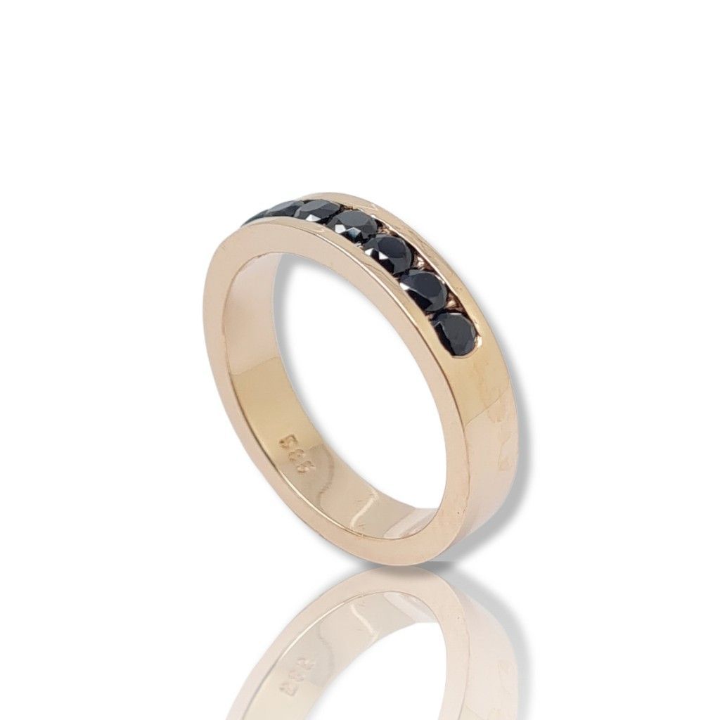 Δαχτυλίδι σειρέ απο ροζ χρυσό κ14 με 7 μαύρα ζιργκόν (code P2304)
